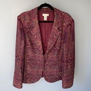 Vintage Southwest/ Boho Tapestry Blazer Maroon Size 18